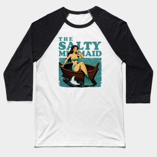 the salty mermaid - retro Baseball T-Shirt